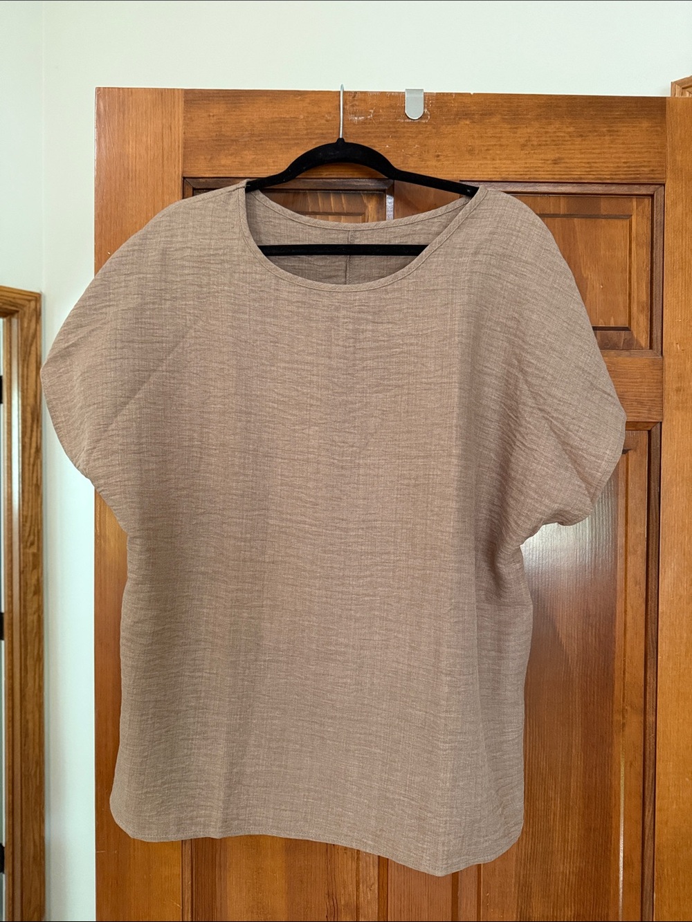 Relaxed Short-Sleeve Womens Top — Taupe